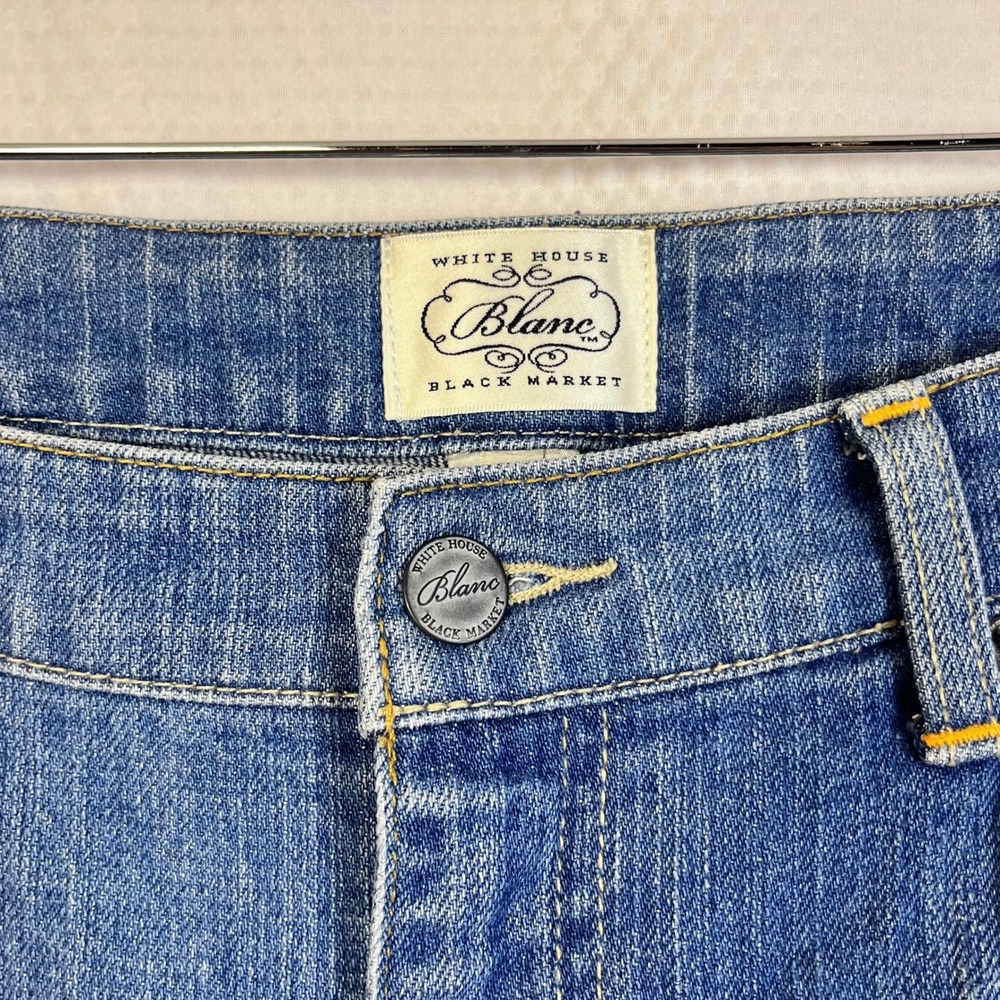 White House Black Market Denim Capri Jeans Embellished Pockets Size 10 (N724) - Picture 5 of 7